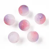 Frosted Baking Painted Crackle Glass Beads with Glitter Powder
