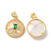 Brass Emerald Rhinestone Pendants