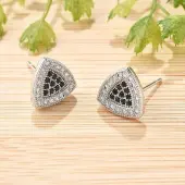 Brass Micro Pave Cubic Zirconia Stud Earrings for Women