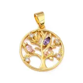 Brass Micro Pave Colorful Cubic Zirconia Pendants