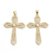Brass Micro Pave Clear Cubic Zirconia Pendants