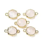 Brass Natural Quartz Crystal Connector Charms