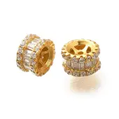 925 Sterling Silver Micro Pave Clear Cubic Zirconia Beads