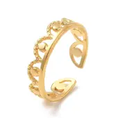 Ion Plating(IP) 304 Stainless Steel Crown Open Cuff Ring for Women