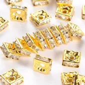 Brass Rhinestone Spacer Beads