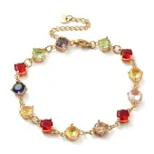 Colorful Glass Link Chain Bracelets
