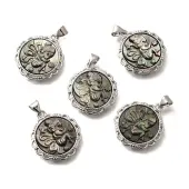 Brass with Natural Shell Carved Pendants