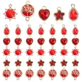 40Pcs 5 Styles Glass Pendants