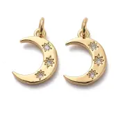 Brass Micro Pave Clear Cubic Zirconia Charms