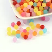 8mm Mixed Transparent Round Frosted Acrylic Ball Bead