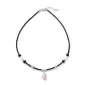 Natural Pearl Pendant Necklace with Glass Beaded Chains