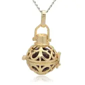 Golden Tone Brass Hollow Round Cage Pendants