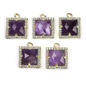 Natural Amethyst Faceted Square Charms