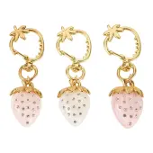 3Pcs Resin Rhinestone Strawberry Pendants Decoration