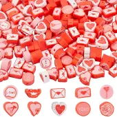 Valentine's Day Theme 300Pcs Handmade Polymer Clay Beads