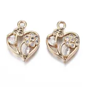 Brass Micro Pave Clear Cubic Zirconia Pendants