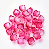 4-Petal Transparent Spray Painted Glass Bead Caps
