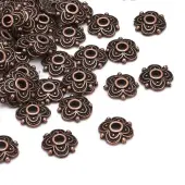 4-Petal Tibetan Style Alloy Flower Bead Caps