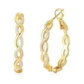 Fashionable S925 Silver Twisted Zirconia Earrings High-end Design Ear Hoops