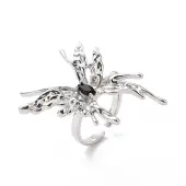 Black Cubic Zirconia Butterfly Open Cuff Ring