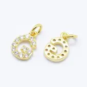 Brass Micro Pave Grade AAA Cubic Zirconia Charms