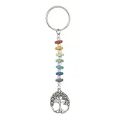 Chakra Natural Lava Rock & Alloy Tree of Life Pendant Keychain
