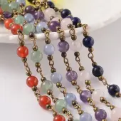 Round Natural Gemstone Handmade Beaded Chains