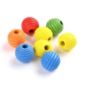 Dyed Natural Wood Beehive Beads
