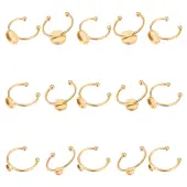 Unicraftale 15Pcs 5 Style 201 Stainless Steel Cuff Pad Ring Settings