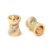 Brass Micro Pave Clear Cubic Zirconia Beads