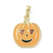 Halloween Theme Brass Micro Pave Cubic Zirconia Enamel Pendants