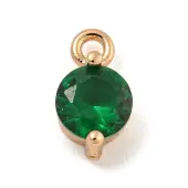 Flat Round Brass Micro Pave Cubic Zirconia Charms