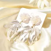 Alloy & 925 Sterling Silver & Acrylic Dangle Stud Earrings