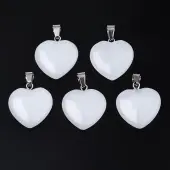 Heart Natural White Jade Pendants