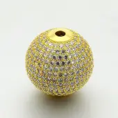 Brass Micro Pave Cubic Zirconia Round Beads