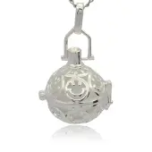 Silver Color Plated Brass Hollow Round Cage Pendants