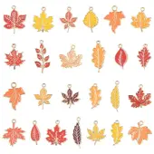 50Pcs 25 Styles Autumn Theme Alloy Enamel Pendants