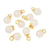 Natural White Chalcedony Round Charms