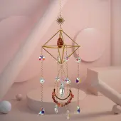 Carnelian Crystal Glass Sun Catcher Pendant