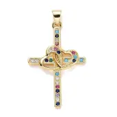 Brass Micro Pave Colorful Cubic Zirconia Pendants