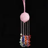 Round Natural Rose Quartz Pouch Pendant Decorations