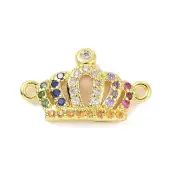 Real 18K Gold Plated Brass Micro Pave Cubic Zirconia Connector Charms