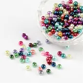 Mixed Glass Pearl Round Beads