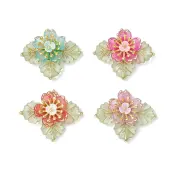 Brass Glass Seed Beaded Flower Pendants