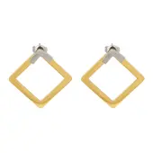 Ion Plating(IP) 304 Stainless Steel Hollow Rhombus Stud Earrings