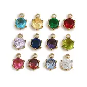 12Pcs 304 Stainless Steel with Cubic Zirconia Charms