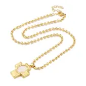 Real 18K Gold Plated Brass Pave Shell Ball Chain Locket Pendant Necklaces for Women