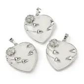 Natural Quartz Crystal Heart Pendants