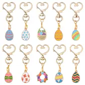 10Pcs Easter Egg Alloy Enamel Pendant Decoreations