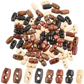 80Pcs 8 Style Wooden Buttons